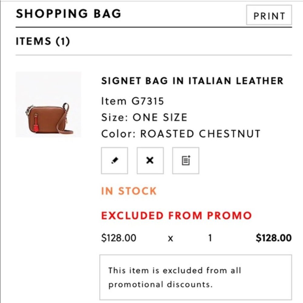 J Crew Signet bag in Italian leather